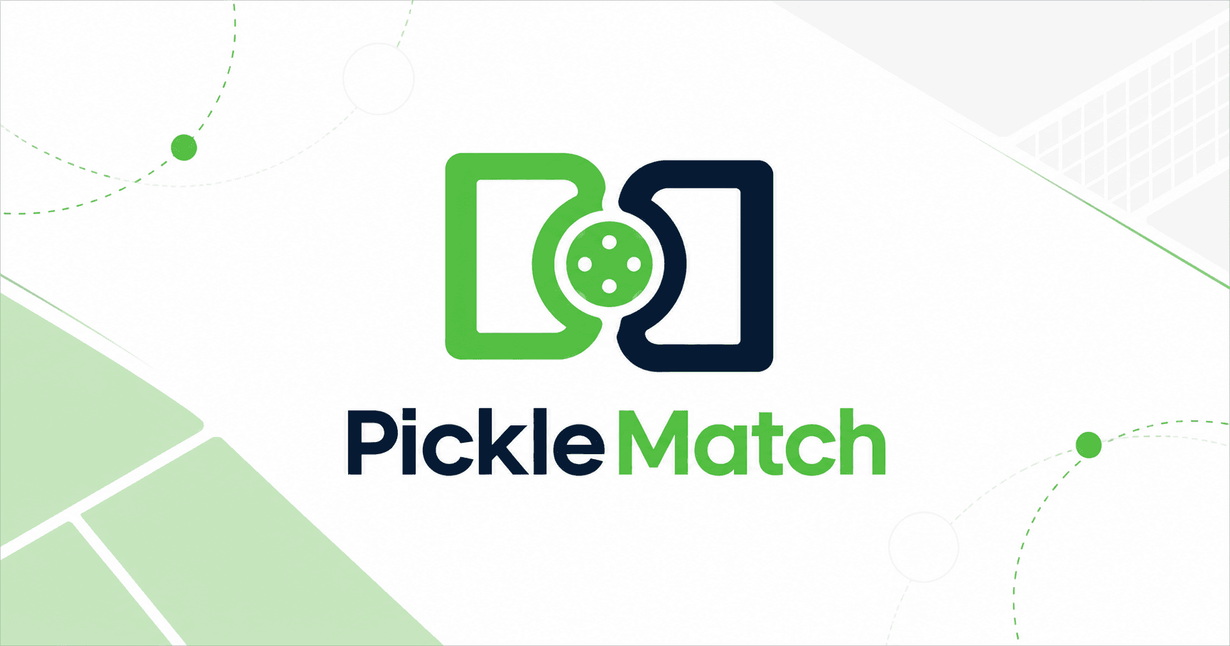 PickleMatch logo with court background